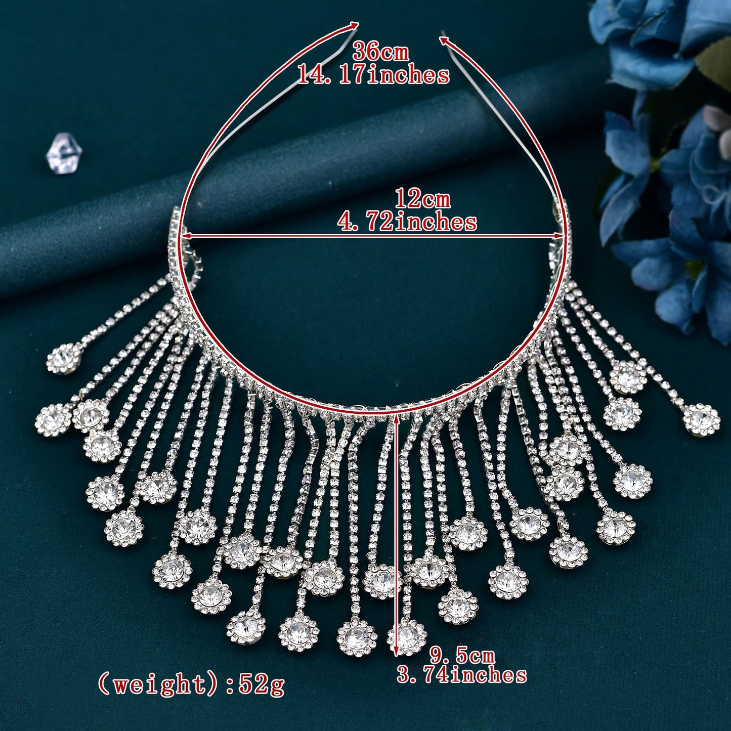 BRIDELLA BHP558 Elegant Rhinestone Chain Forehead Headpieces Handmade Bride Head Hoop Accessories Wedding Headdress Party Gift
