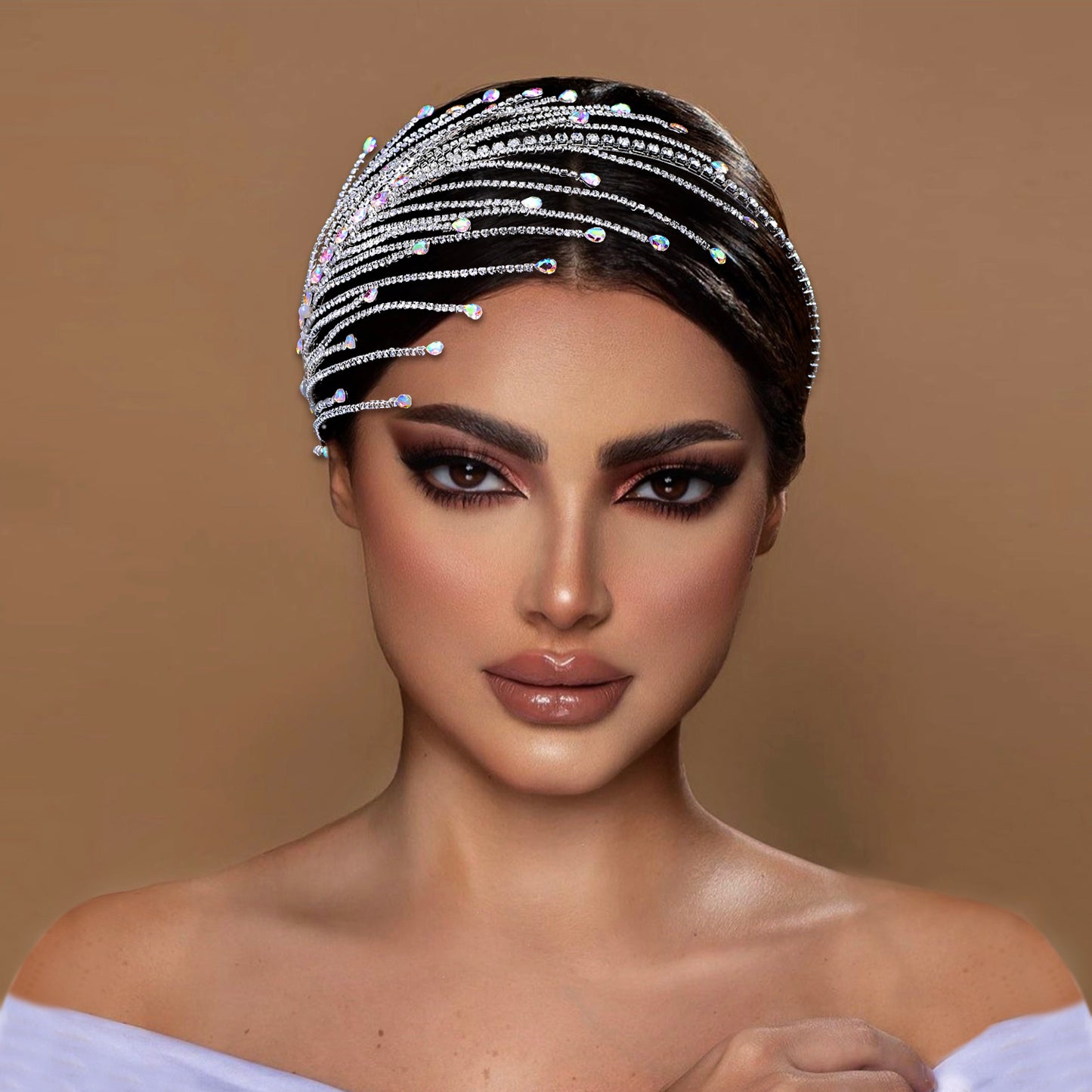 BRIDELLA BHP628 Rhinestone Wedding Headband for Bridal Handmade Crystal Woman Hairband Party Wedding Hair Accessories Headpiece