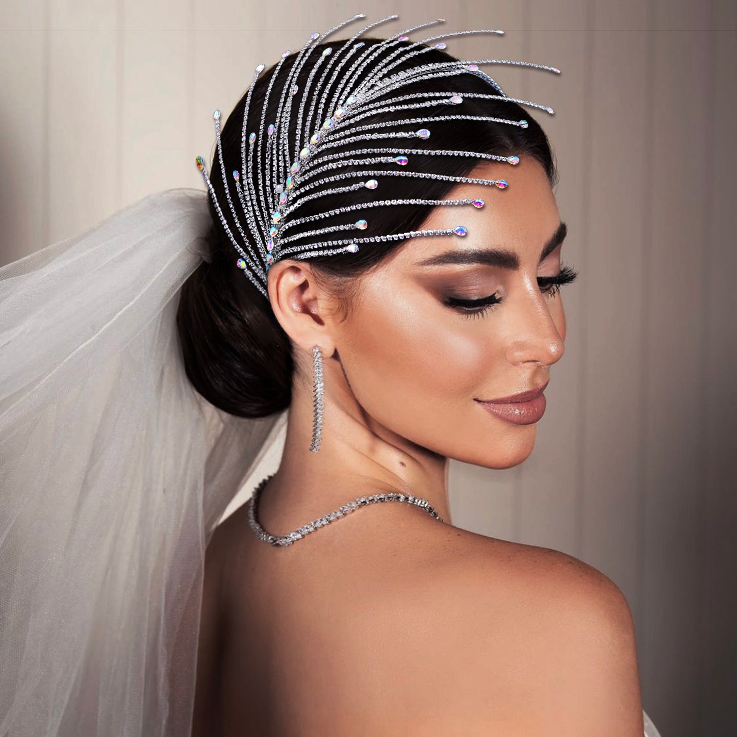 BRIDELLA BHP628 Rhinestone Wedding Headband for Bridal Handmade Crystal Woman Hairband Party Wedding Hair Accessories Headpiece