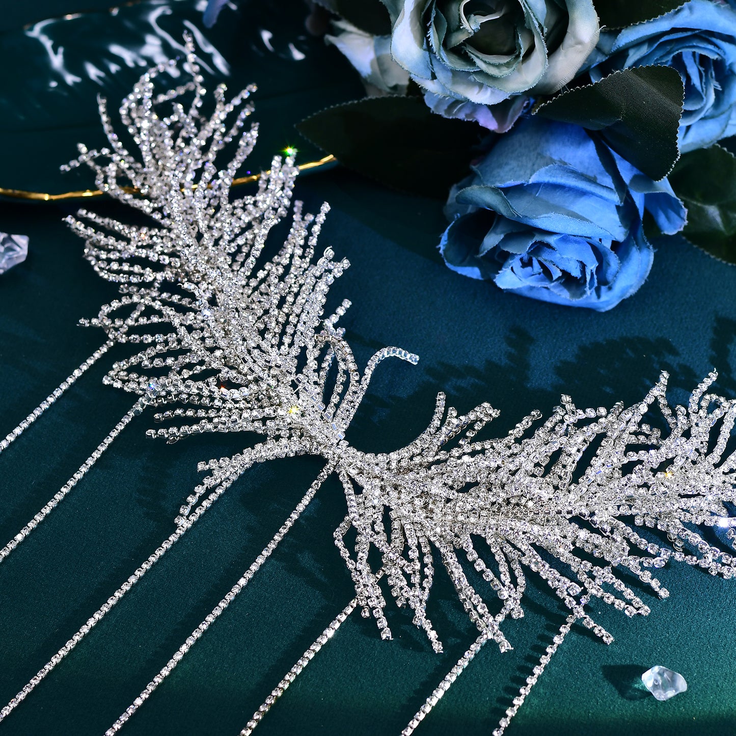BRIDELLA BHP639 Tassels Bridal Headband Handmade Drill Chain Headpiece Wedding Hair Accessories Woman Bride Headpiece for Party