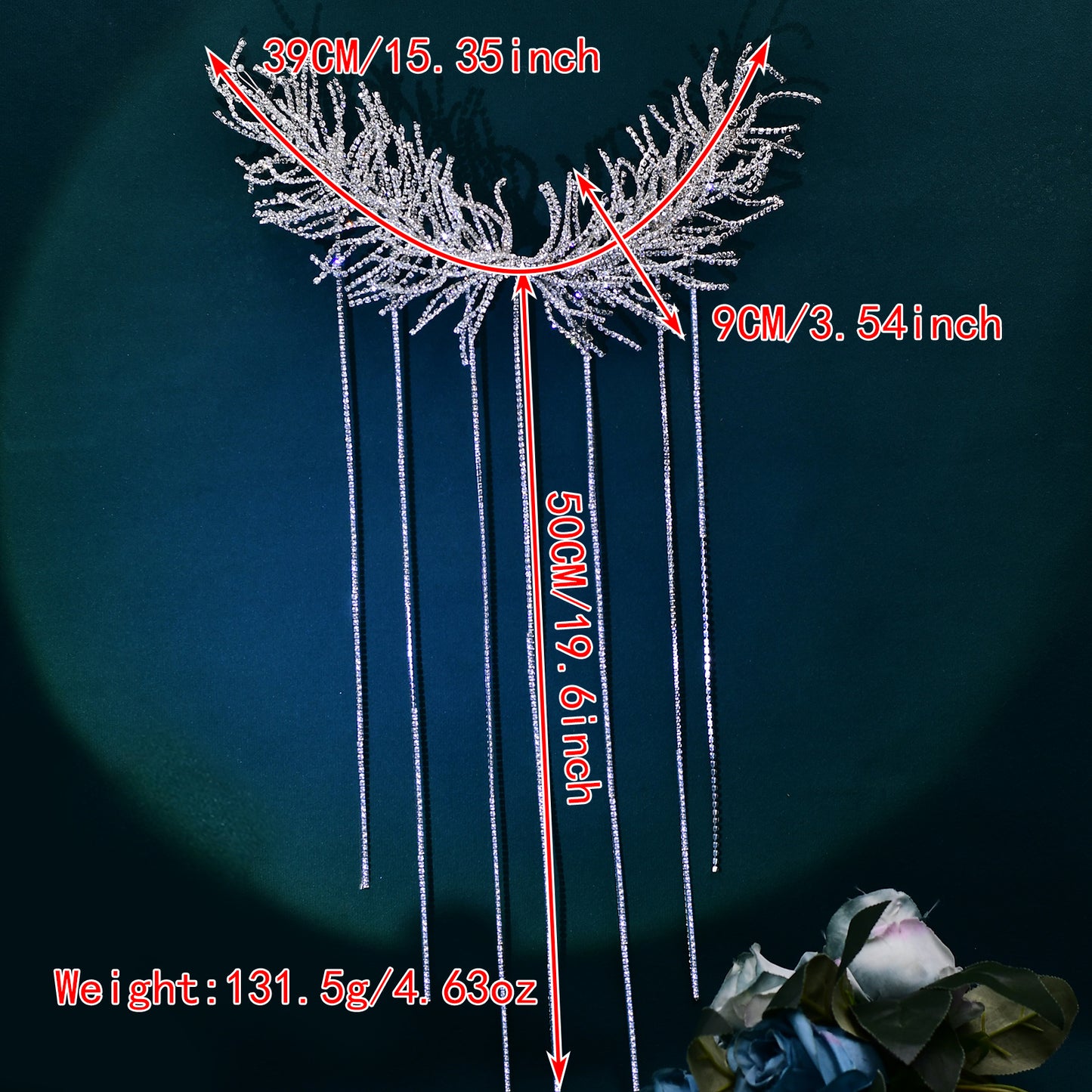 BRIDELLA BHP639 Tassels Bridal Headband Handmade Drill Chain Headpiece Wedding Hair Accessories Woman Bride Headpiece for Party