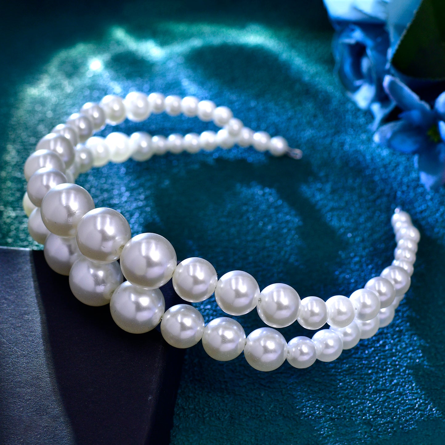 BRIDELLA BHP727 Oversize Large White Color Pearl Headband Full Pearl Women Hair Band Crown Trendy Bridal Headwear Hair Accessories