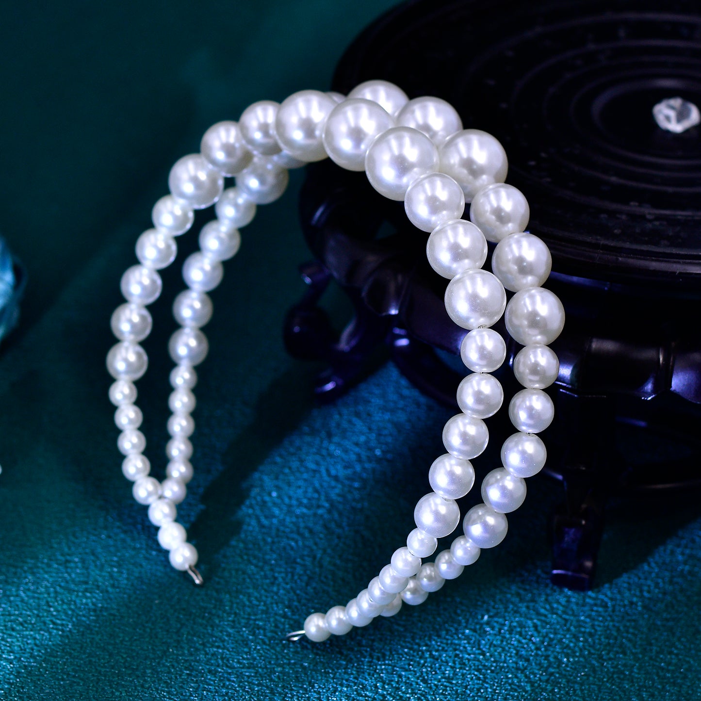 BRIDELLA BHP727 Oversize Large White Color Pearl Headband Full Pearl Women Hair Band Crown Trendy Bridal Headwear Hair Accessories