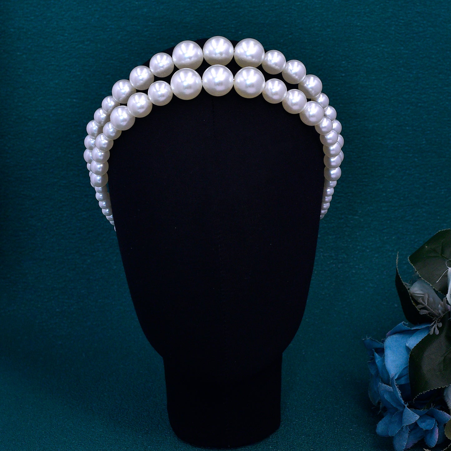 BRIDELLA BHP727 Oversize Large White Color Pearl Headband Full Pearl Women Hair Band Crown Trendy Bridal Headwear Hair Accessories