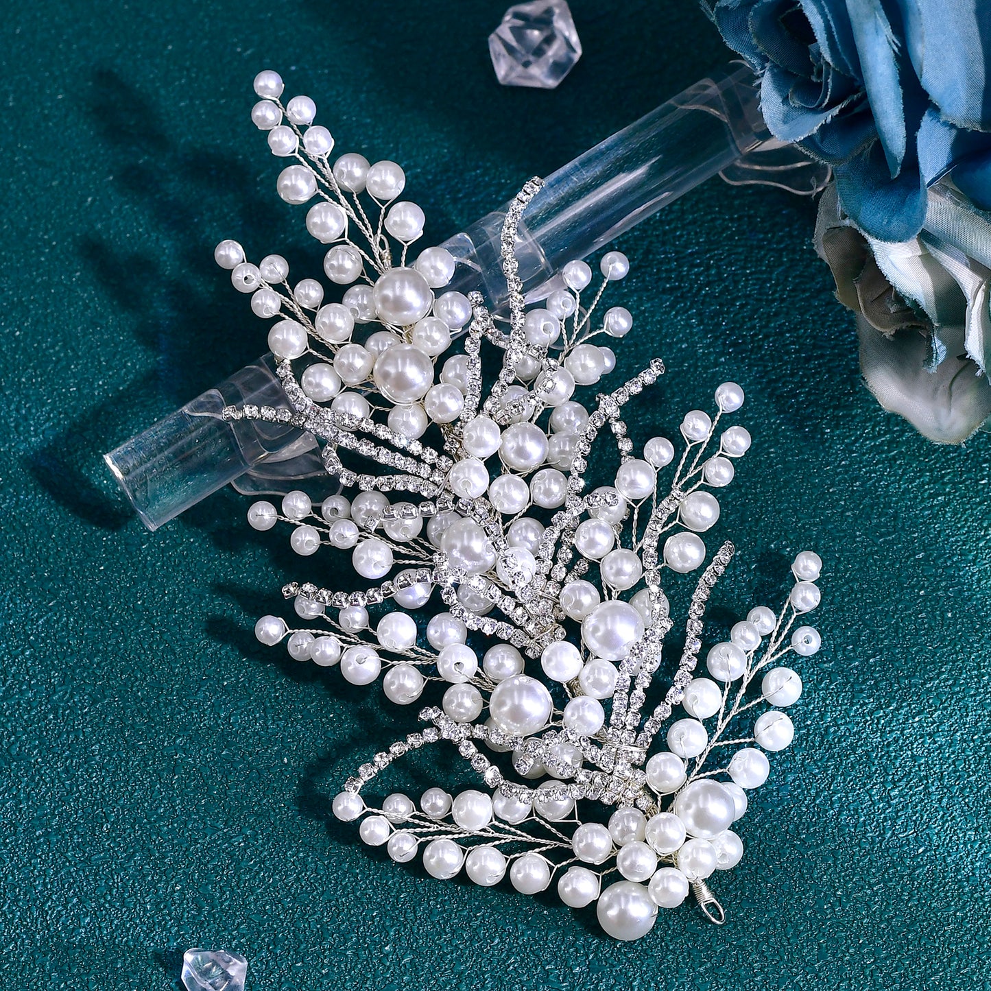 BRIDELLA BHP739 Pearl Bridal Hair Pieces Headwear Wedding Rhinestone Headband Trendy Woman Party Hair Accessories Handmade Tiara
