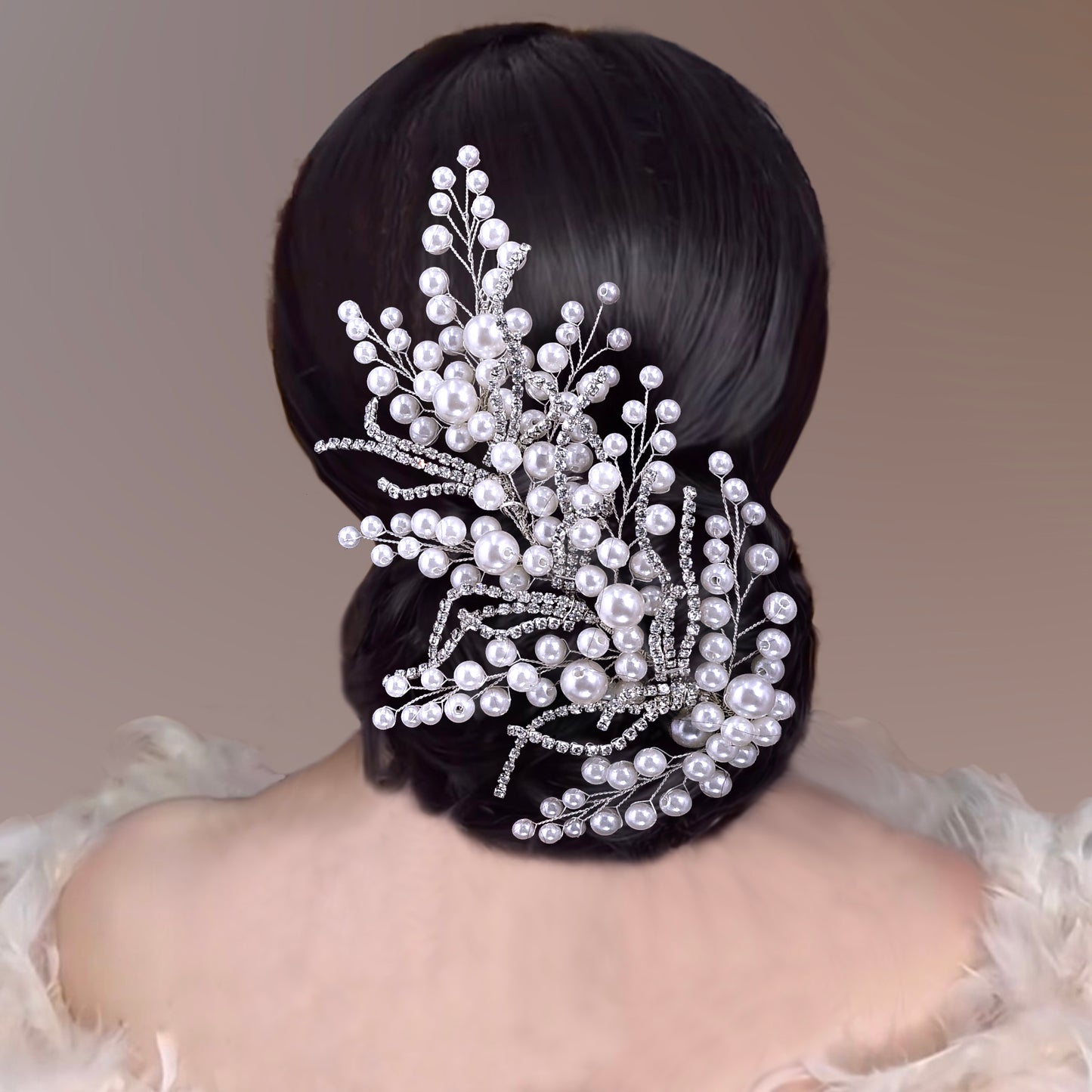 BRIDELLA BHP739 Pearl Bridal Hair Pieces Headwear Wedding Rhinestone Headband Trendy Woman Party Hair Accessories Handmade Tiara