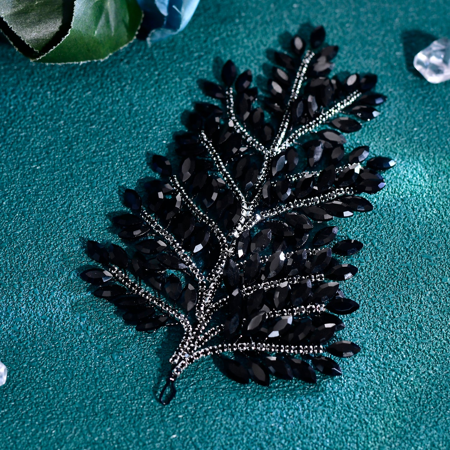 BRIDELLA BHP759 Trendy Bride Rhinestone Headband Blue Wedding Bling Headwear Luxury Hair Pieces Women Party Handmade Hair Accessories Black