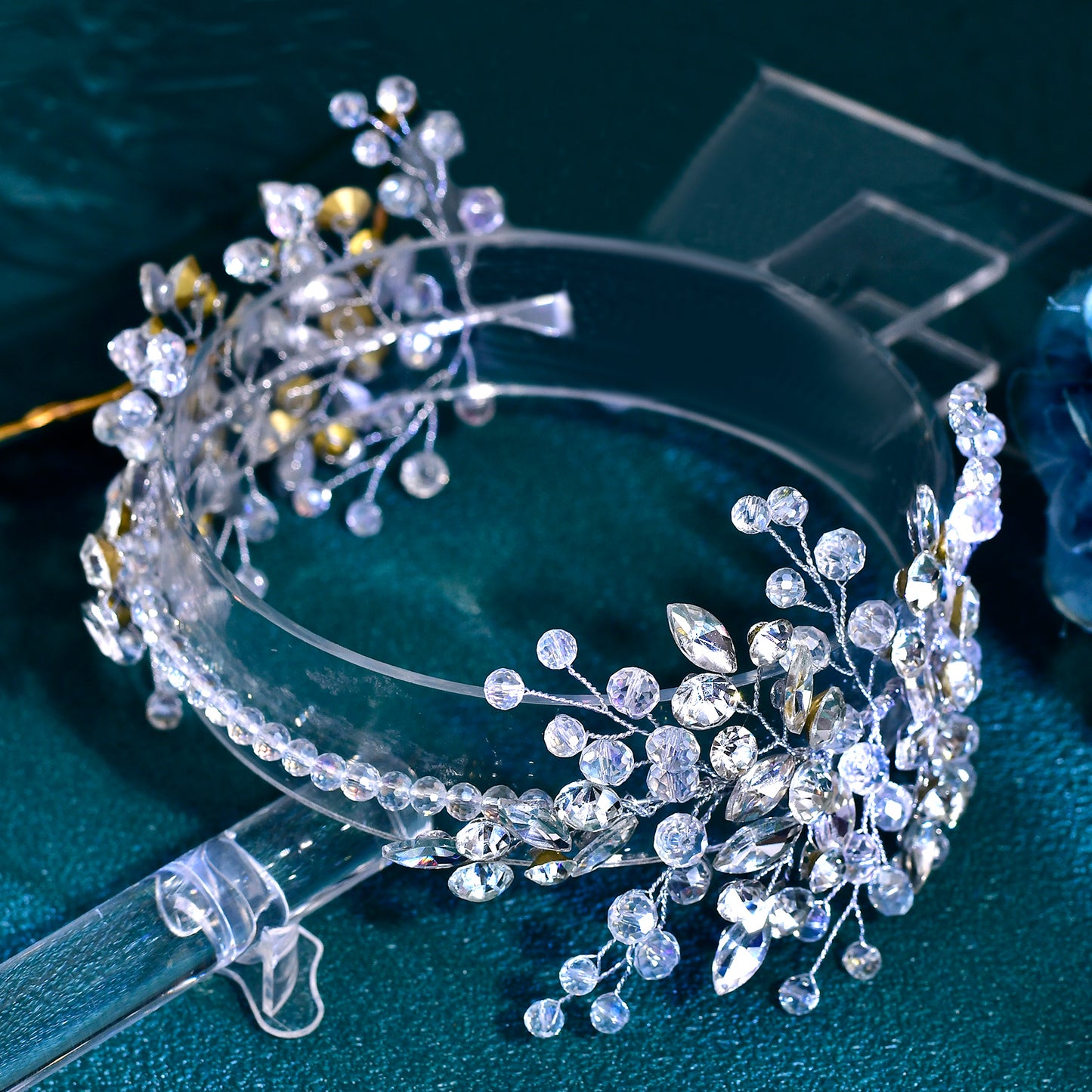 BRIDELLA BHP804 Bridal Wedding Hair Bands Silvery Women Head Band Tiara Handmade Pearl Crystal Bridesmaid Hair Jewelry Accessories