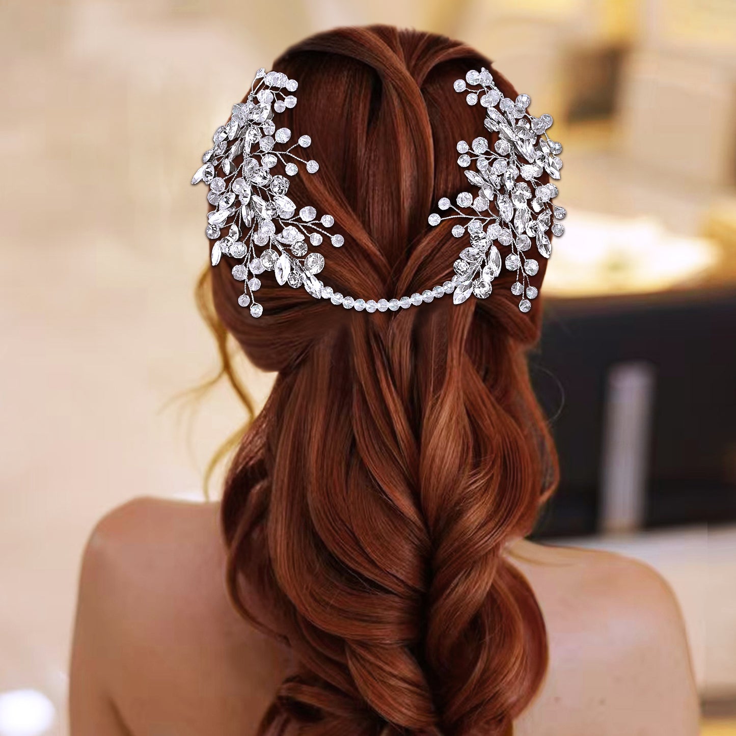 BRIDELLA BHP804 Bridal Wedding Hair Bands Silvery Women Head Band Tiara Handmade Pearl Crystal Bridesmaid Hair Jewelry Accessories