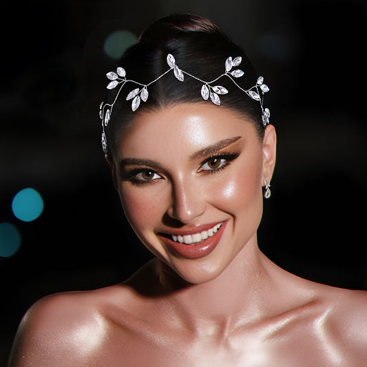 BRIDELLA BHP838 Bride Wedding Headbands Designs Simple Rhinestone Chain Hairbands Handmade Headpiece Hair Jewelry Accessories