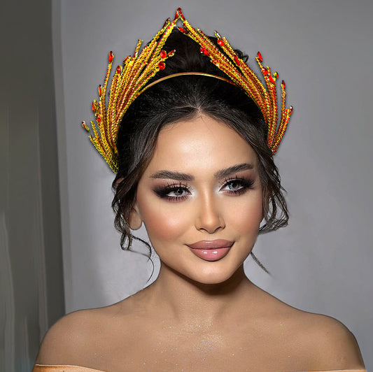 BHP849-Red red rhinestone crown