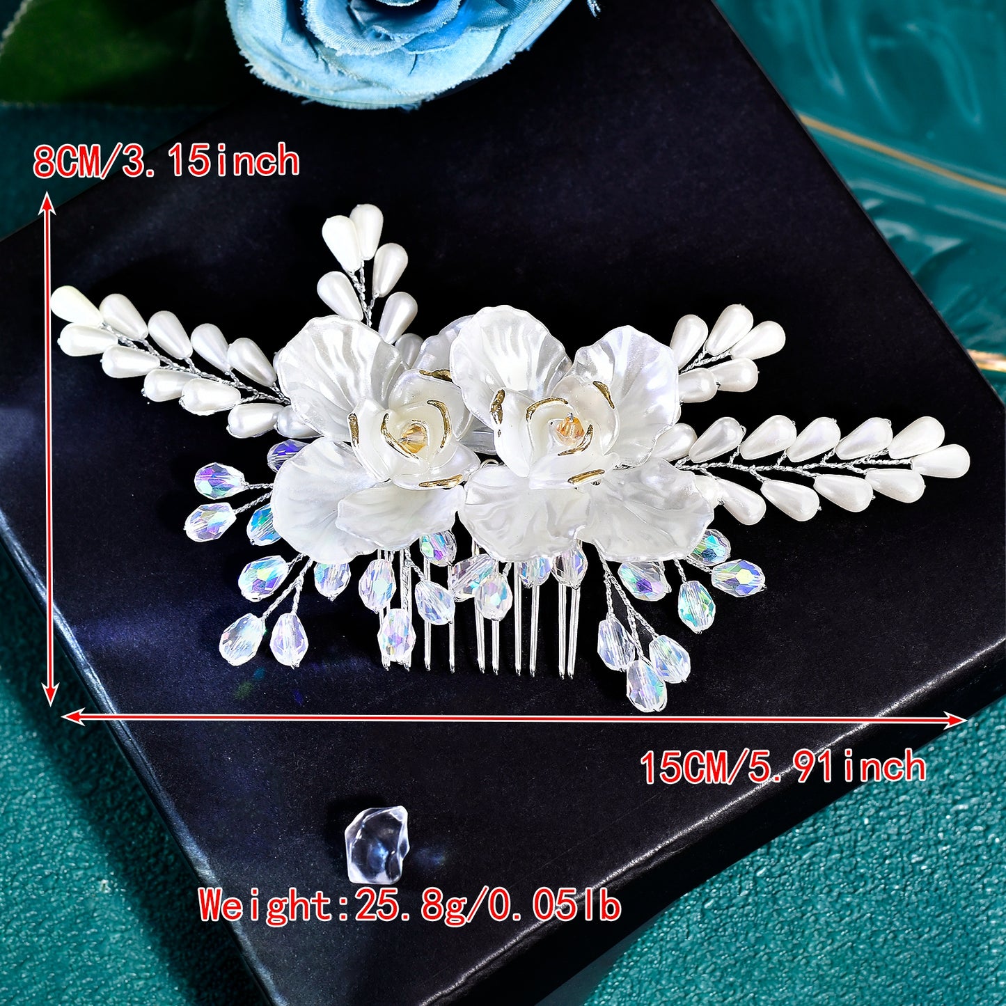 BRIDELLA BHP854 Handmade Hair Comb Wedding Hair Accessories Bride Pearl Headdress Bridesmaid Crystal Headwear with Shell Flowers Holiday Gifts