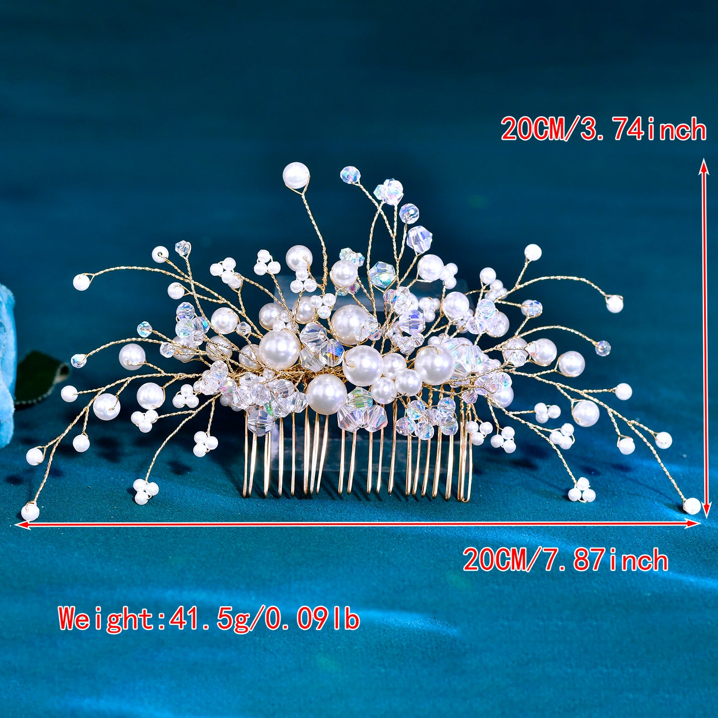 BRIDELLA BHP878 Bride Hair Comb Bridesmaid Headdress Wedding Shining Hair Ornaments Fashion Headwear Pearl Crystal Headpiece