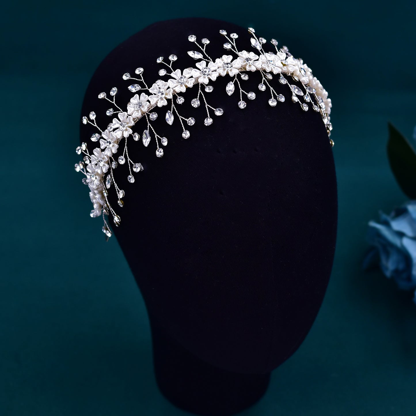 BRIDELLA BHP543 Bridal Headband Shell Flower Hairband for Woman Wedding Hair Accessories Rhinestone Head Hoop Bride Headpiece