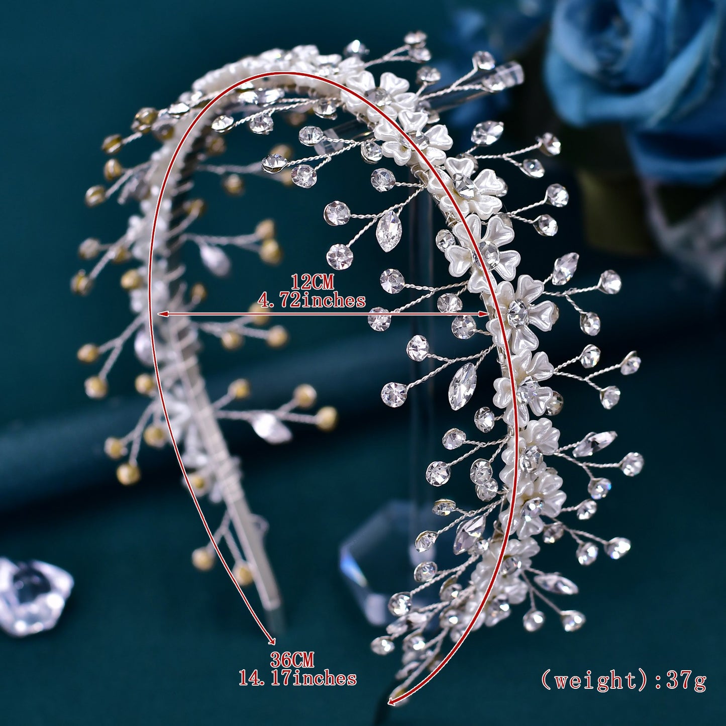 BRIDELLA BHP543 Bridal Headband Shell Flower Hairband for Woman Wedding Hair Accessories Rhinestone Head Hoop Bride Headpiece