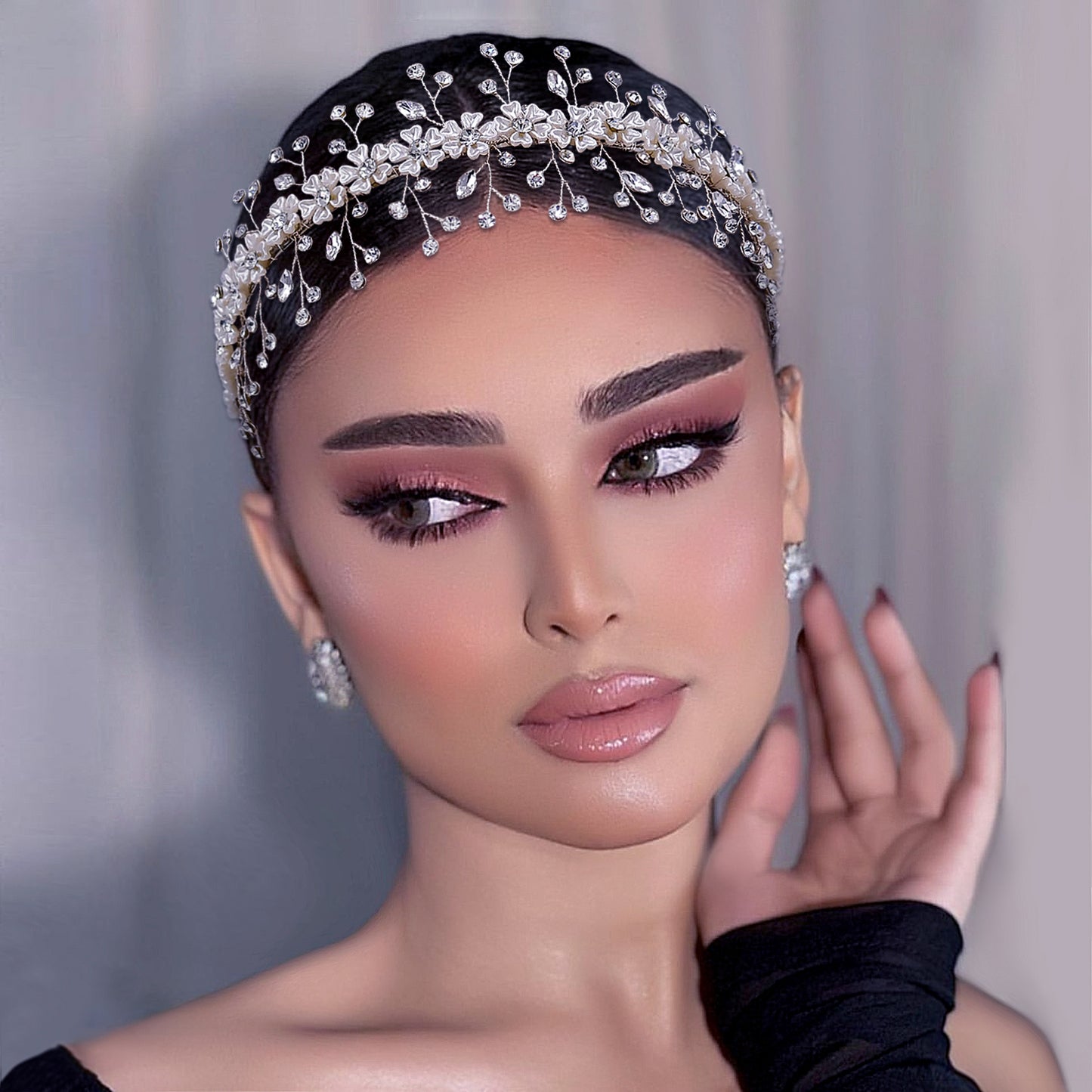 BRIDELLA BHP543 Bridal Headband Shell Flower Hairband for Woman Wedding Hair Accessories Rhinestone Head Hoop Bride Headpiece