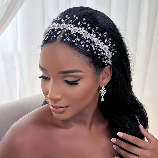 BRIDELLA BHP543 Bridal Headband Shell Flower Hairband for Woman Wedding Hair Accessories Rhinestone Head Hoop Bride Headpiece