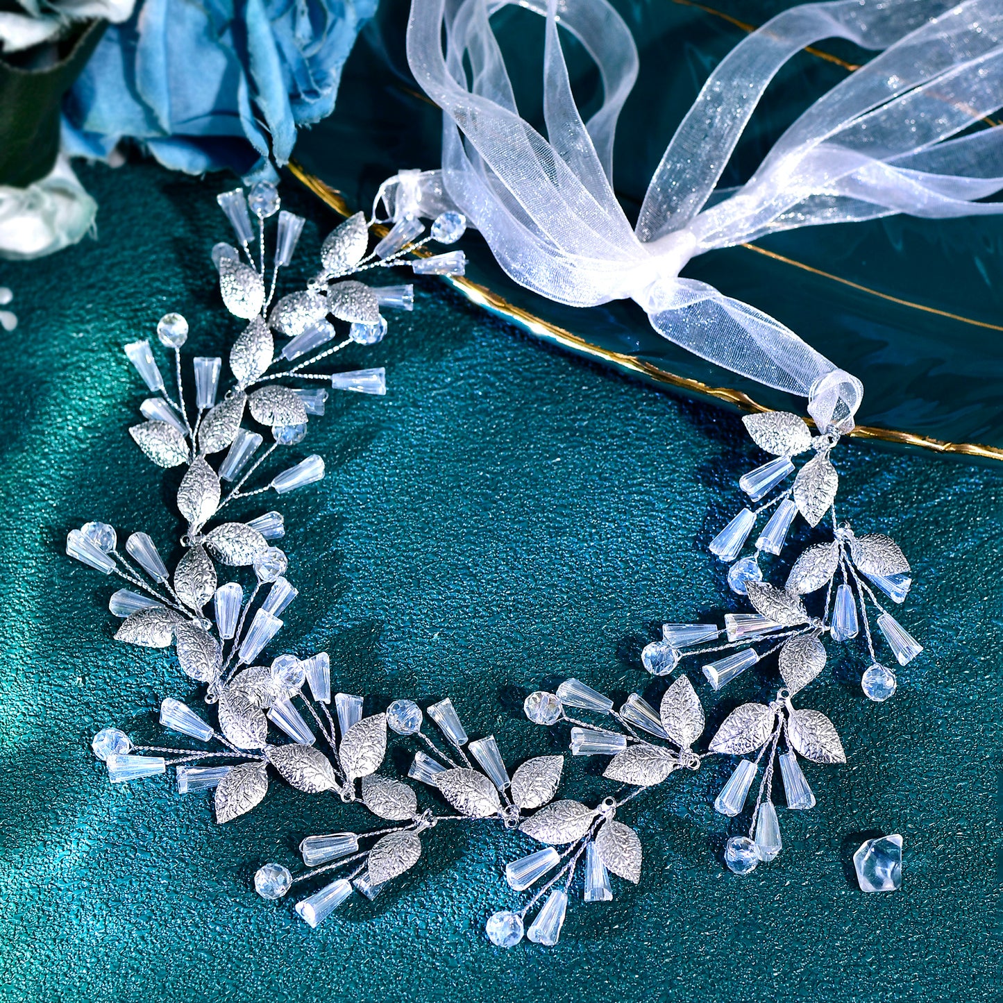BRIDELLA BHP813 Alloy Leaf Wedding Headbands Handmade Bridal Crystal Headpieces Bridesmaids Girl Wedding Hair Accessories
