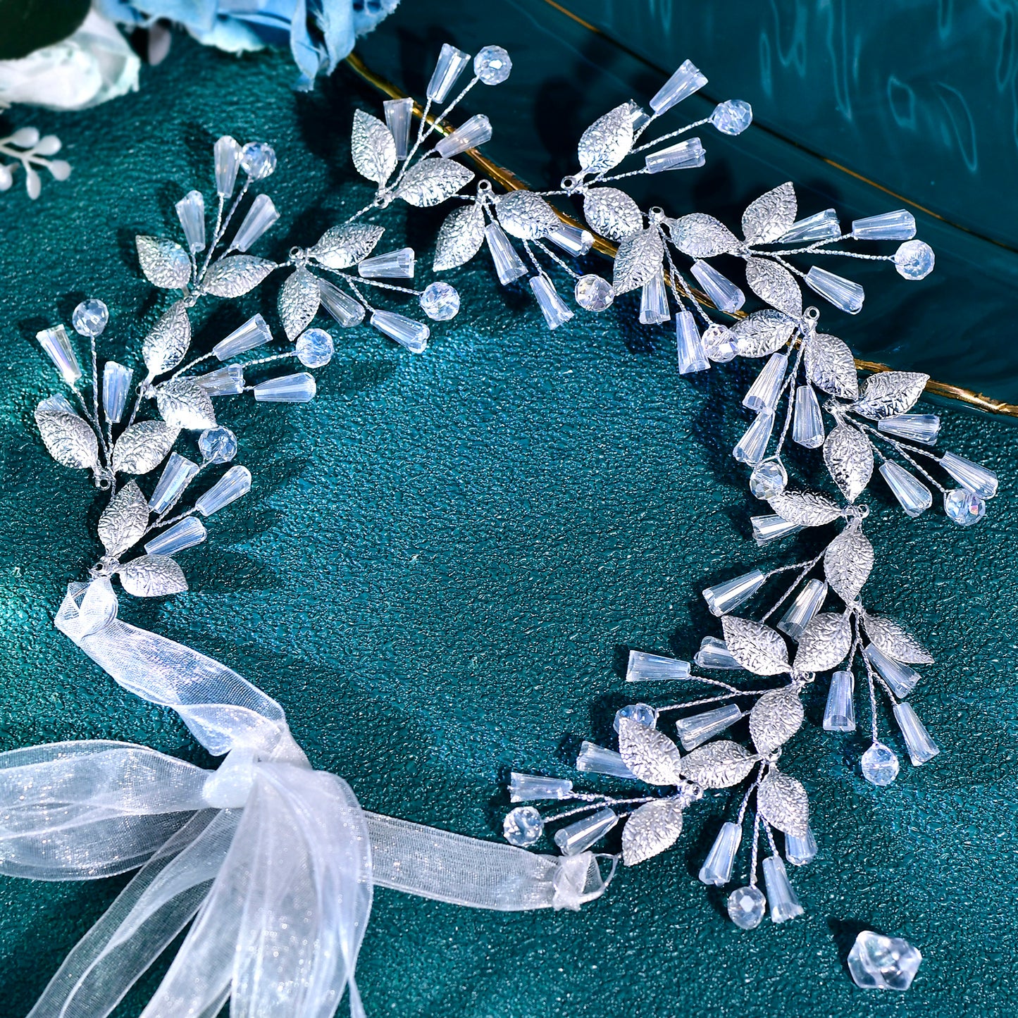 BRIDELLA BHP813 Alloy Leaf Wedding Headbands Handmade Bridal Crystal Headpieces Bridesmaids Girl Wedding Hair Accessories