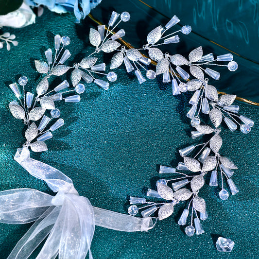 BHP813-S silver alloy crystal headband