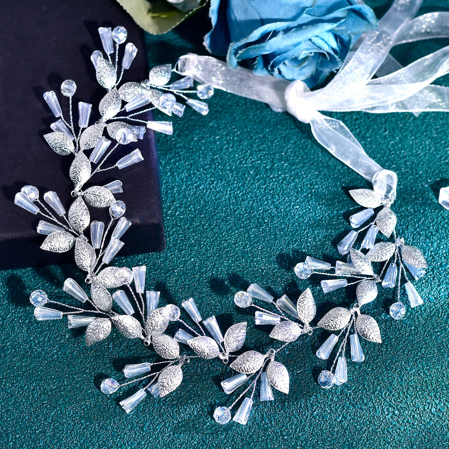 BRIDELLA BHP813 Alloy Leaf Wedding Headbands Handmade Bridal Crystal Headpieces Bridesmaids Girl Wedding Hair Accessories
