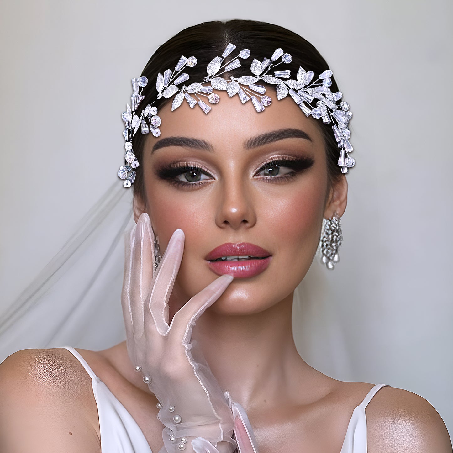 BRIDELLA BHP813 Alloy Leaf Wedding Headbands Handmade Bridal Crystal Headpieces Bridesmaids Girl Wedding Hair Accessories