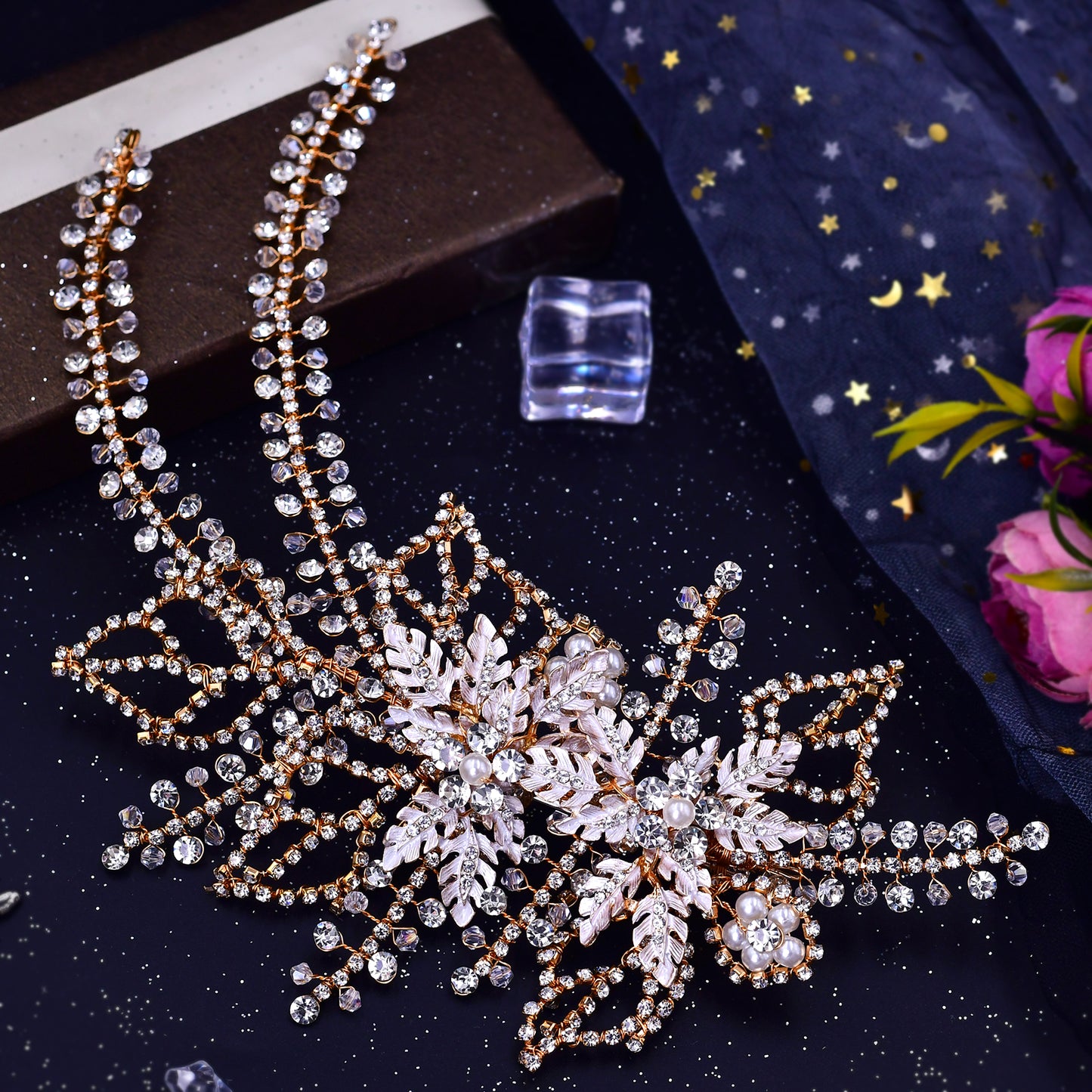 BRIDELLA BHP254 Wedding Hair Accessories Rhinestone Tiara Bridal Headdress Pageant Crown Woman Hair Clip Bridal Hairpin for Party