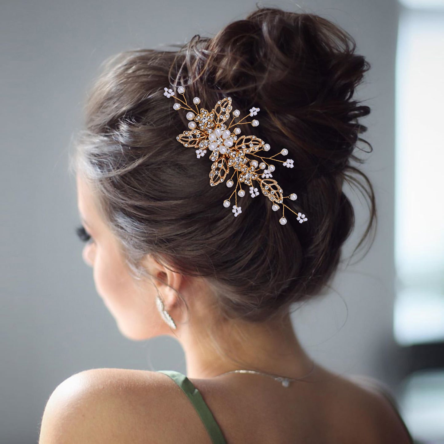 BRIDELLA BHP342  Alloy Inlaid with Diamonds Comb Crystal Bridal Wedding Combs Woman Hair Accessories Girls Bridesmaid Headwear Hair Jewelry Headdress