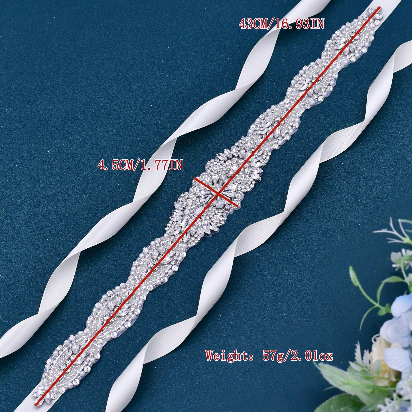 BRIDELLA BS119 Exquisite Silver Flower Waist Accessory Suitable For Wedding Valentines Day  Stage Dress Belt