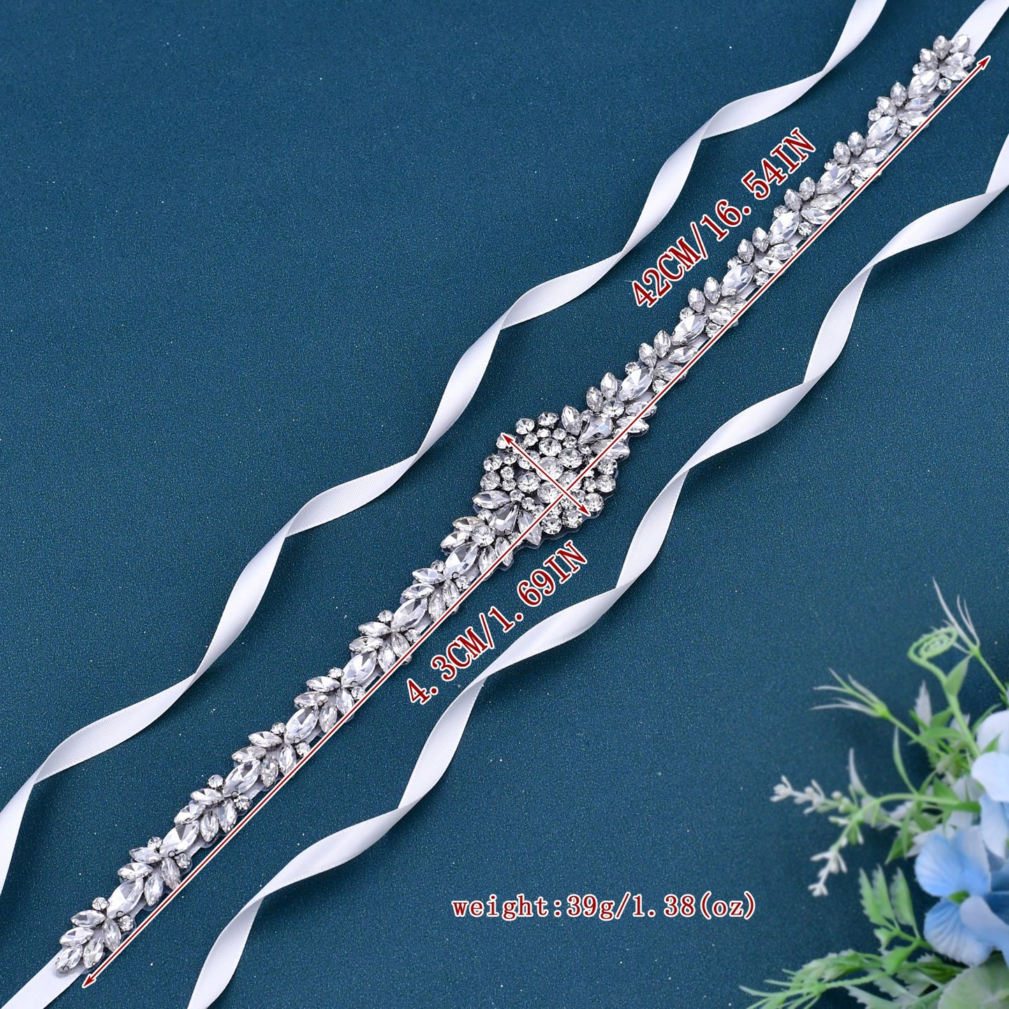 BRIDELLA BS124 Treasure Niche Belt Full Of Spirit Silver Versatile Bride Shiny Slim Waist Seal