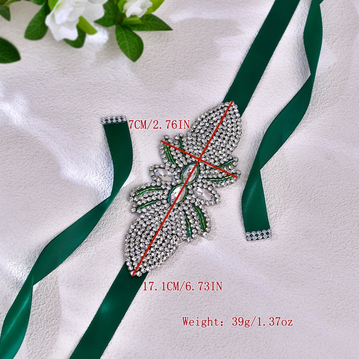 BRIDELLA BS152KL Emerald Dress Belt Wedding Diamond Accessories