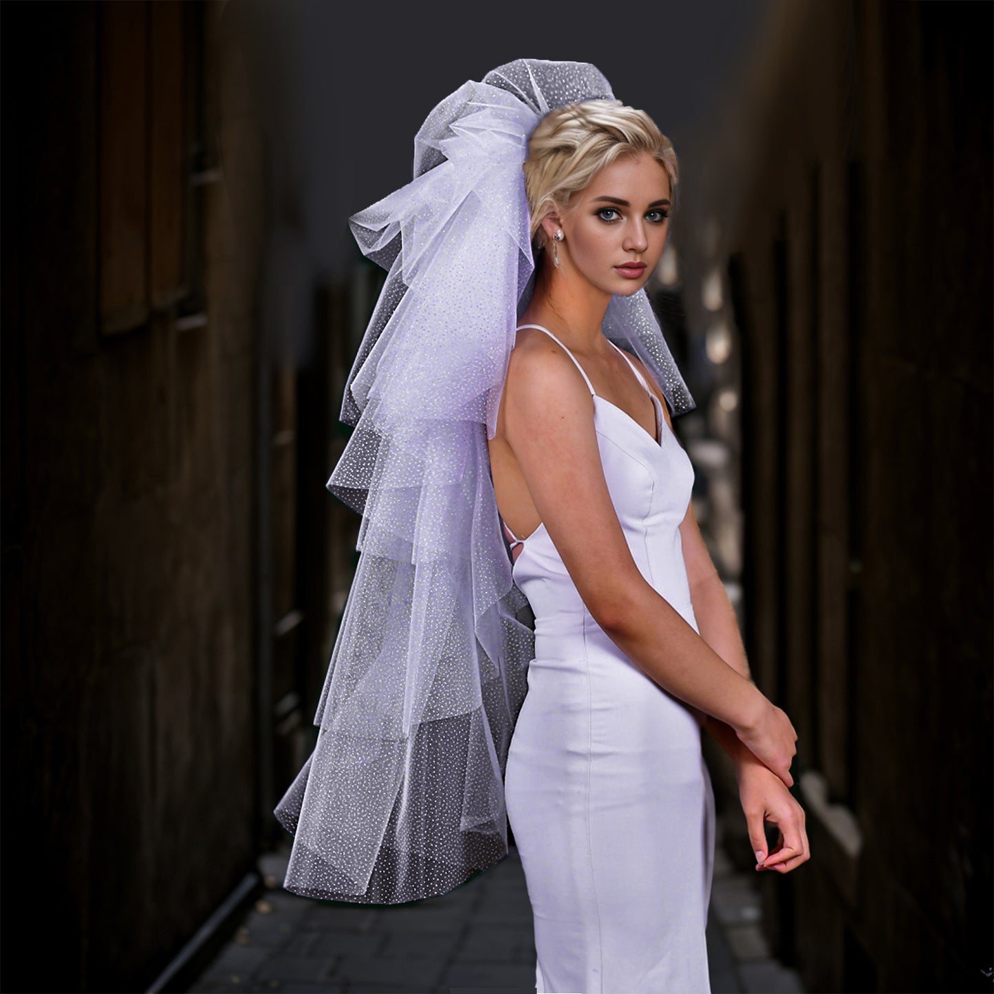 BRIDELLA BM102  Multi-Layered Sequined Bridal Veil Wedding Dress Accessories