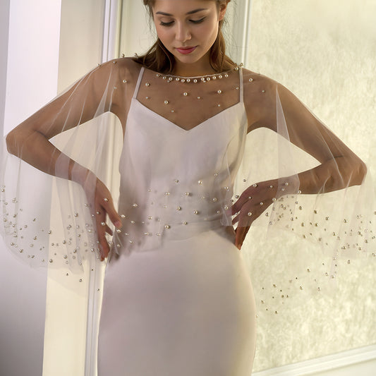 MG36-I ivory pearl lace shawl