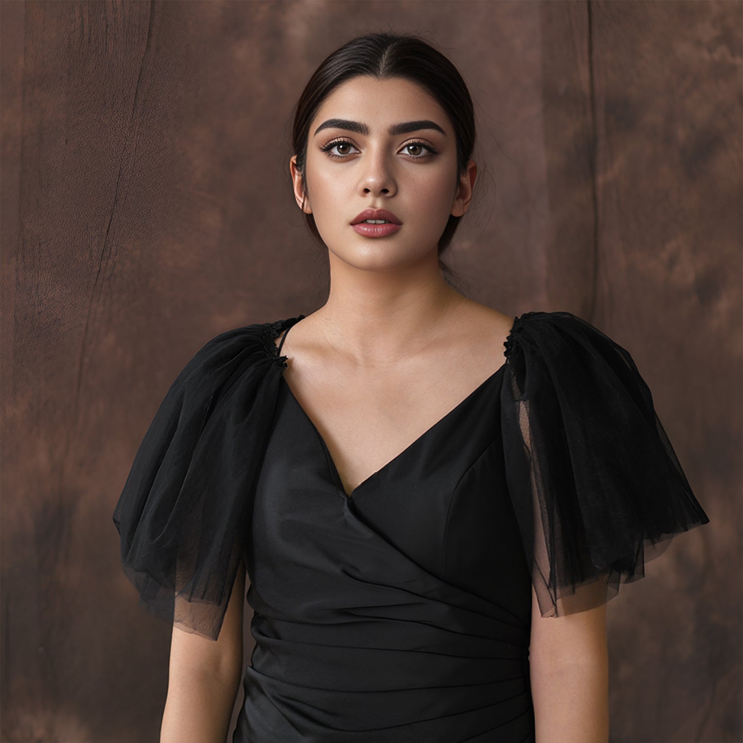 BRIDELLA BMG55 1 Pair Of Short Black Puff Sleeve Bridal Off-Shoulder Wedding Dress Accessories
