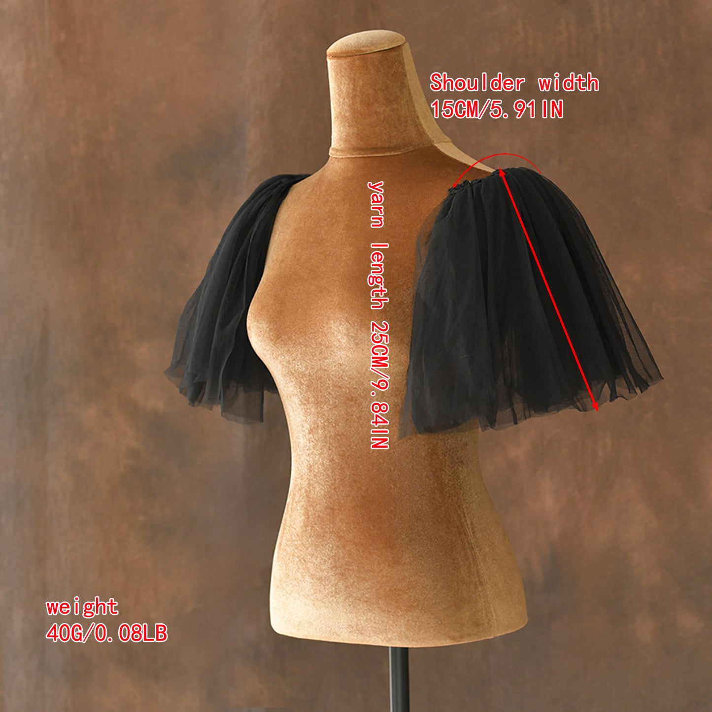 BRIDELLA BMG55 1 Pair Of Short Black Puff Sleeve Bridal Off-Shoulder Wedding Dress Accessories