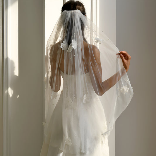 M114-I red mesh flower hair comb