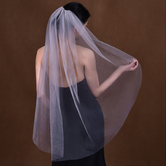 BRIDELLA BM117  Fingertip Length Single Layer Gray Bridal Veil Wedding Dress Accessories