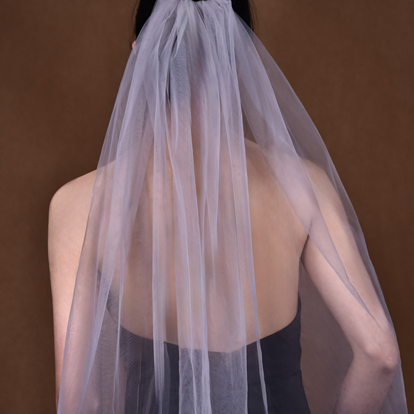 BRIDELLA BM117  Fingertip Length Single Layer Gray Bridal Veil Wedding Dress Accessories