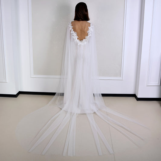 BRIDELLA BMG56 White Long Lace Bridal Shawl Wedding Dress Accessories