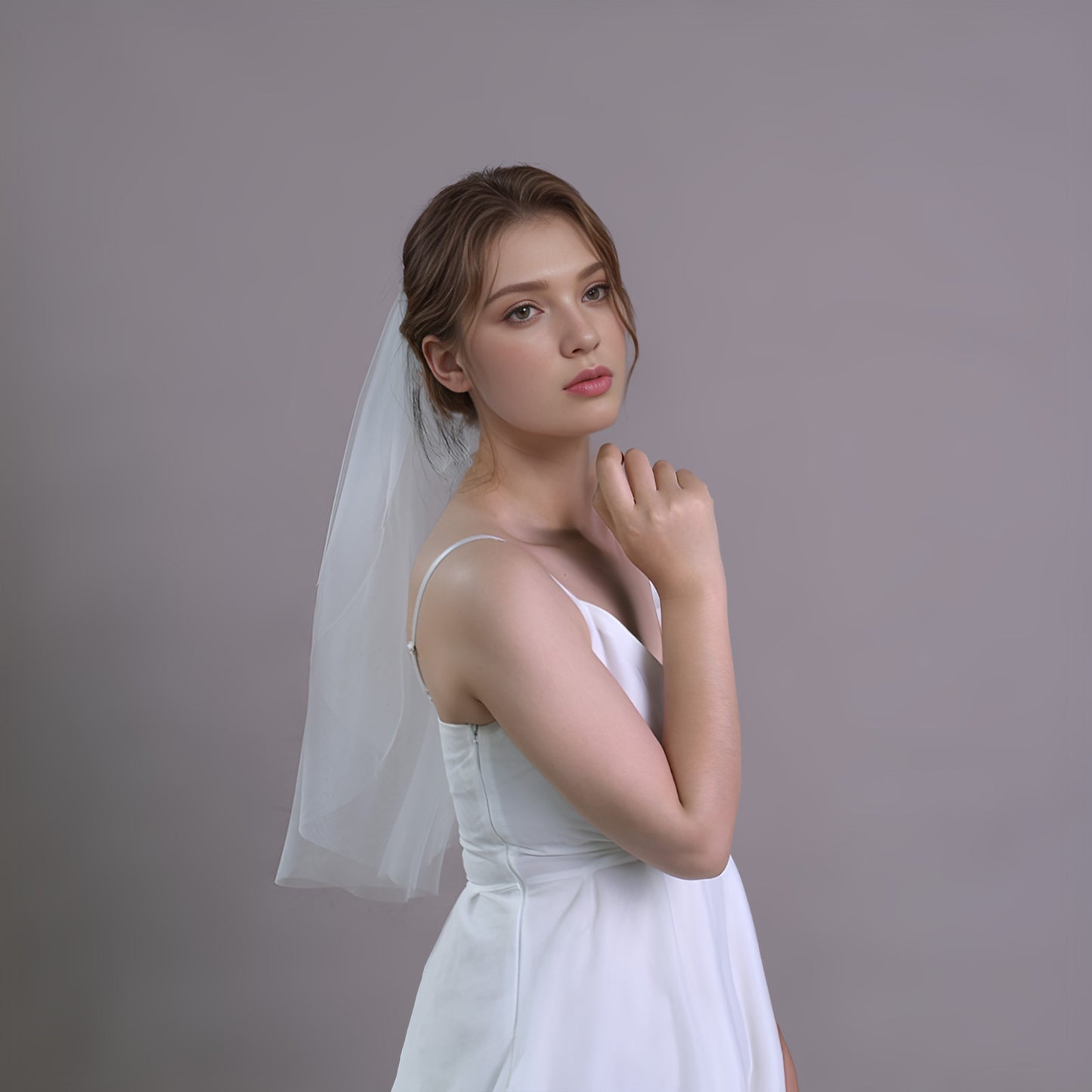 BRIDELLA BV46 Exquisite 3D Flower Shape Elbow Veil Single Layer With Comb Bridal Style Festive Hair Accessories