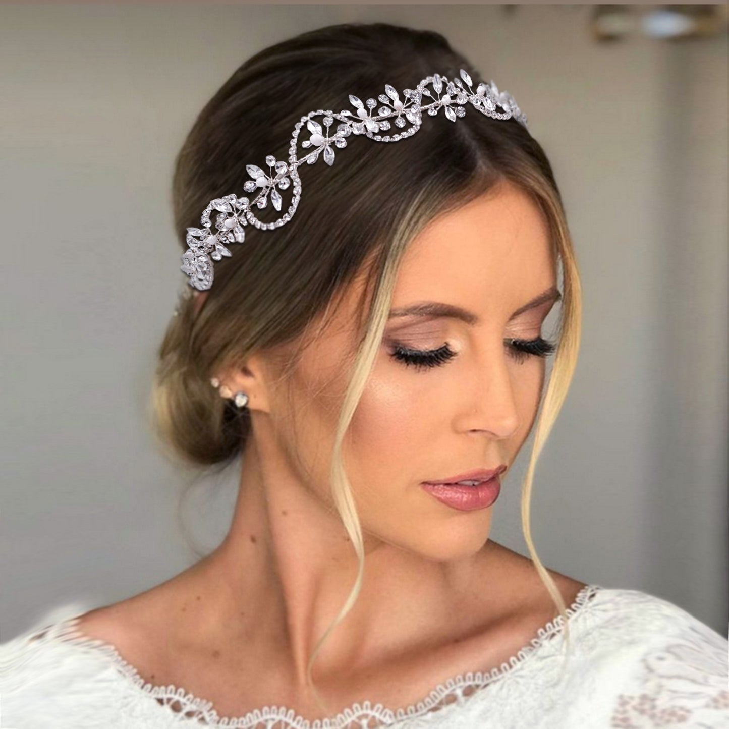 BRIDELLA BHP266 Violet Wedding Bride Rhinestone Headband Bridal Shining Hair Accessories Woman Party Hairpiece Jewelry Bridesmaid Gifts