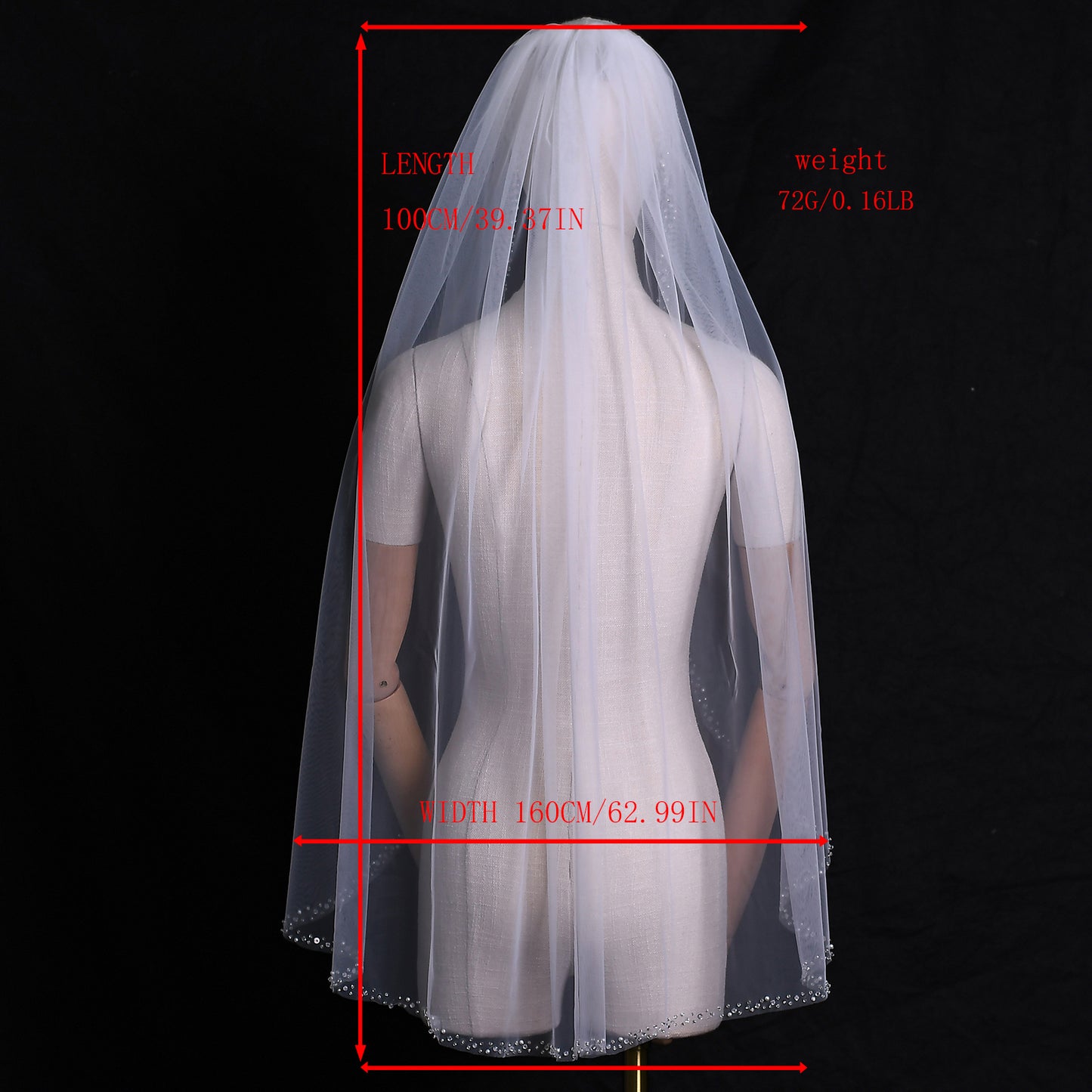 BRIDELLA BV128 Simple Single Layer Sparkling Sequin Bridal Veil Single Layer Transparent Mesh With Comb