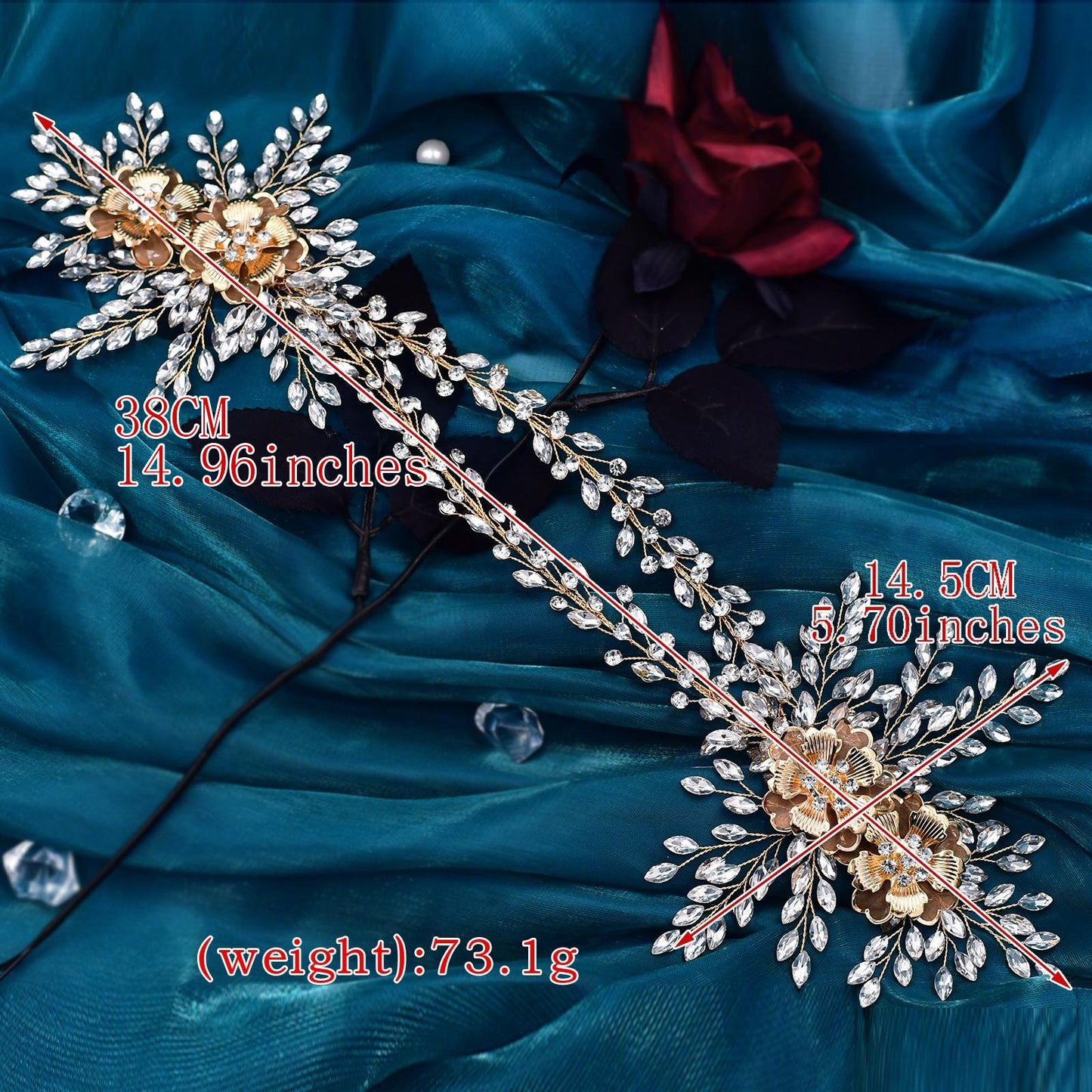 BRIDELLA BHP284 Alloy Flower Headband for Woman Wedding Hair Accessories Bridal Crowns and Tiaras Rhinestone Bride Headdress