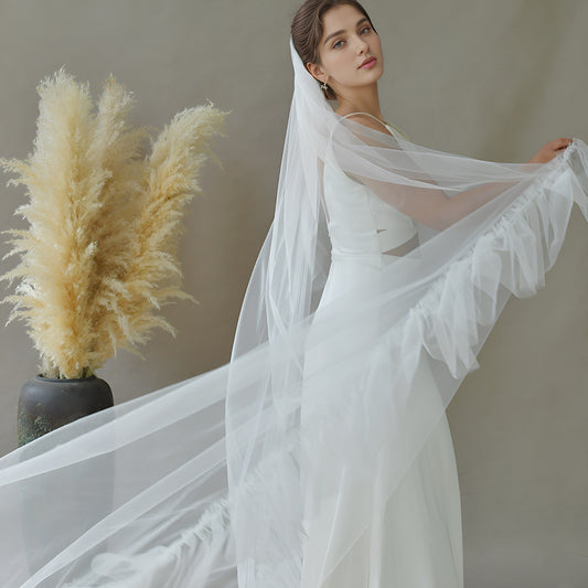 V181-IY3 white mesh veil
