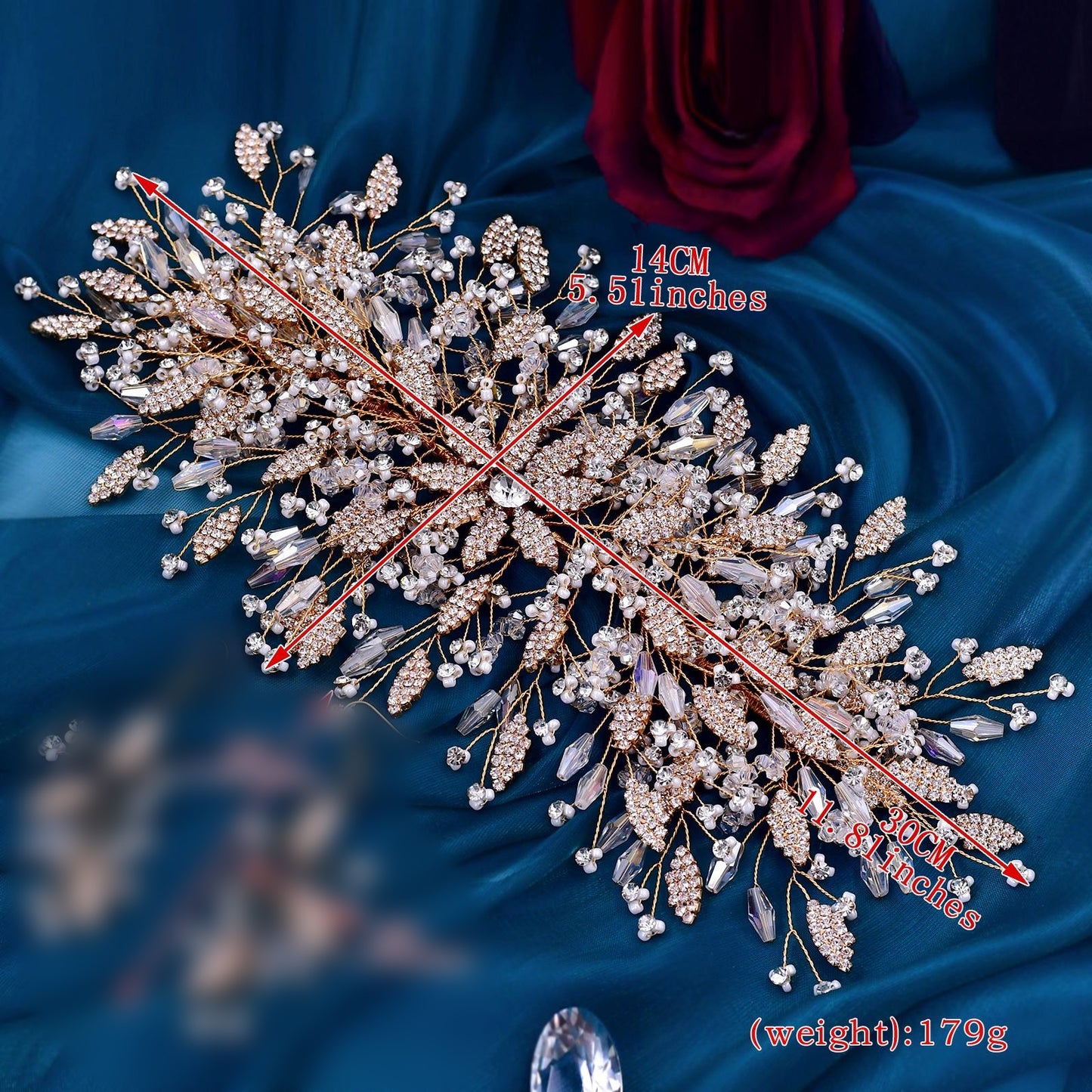 BRIDELLA BHP377 Women Head Piece Bridal Crowns for Brides Hair Accessories Crystal Wedding Tiara Side Headpiece for Bride Ladies