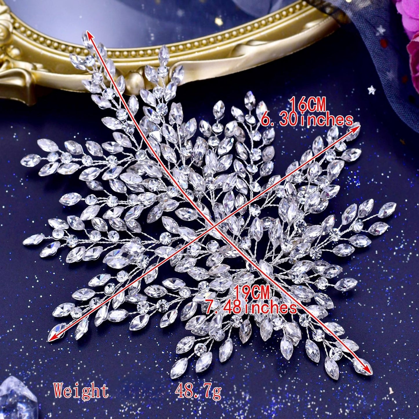 BRIDELLA BHP438 Violet Bling Bridal Headwear Luxury Leaf Wedding Headband Bridal Hair Accessories Fascination for Women Headdresses