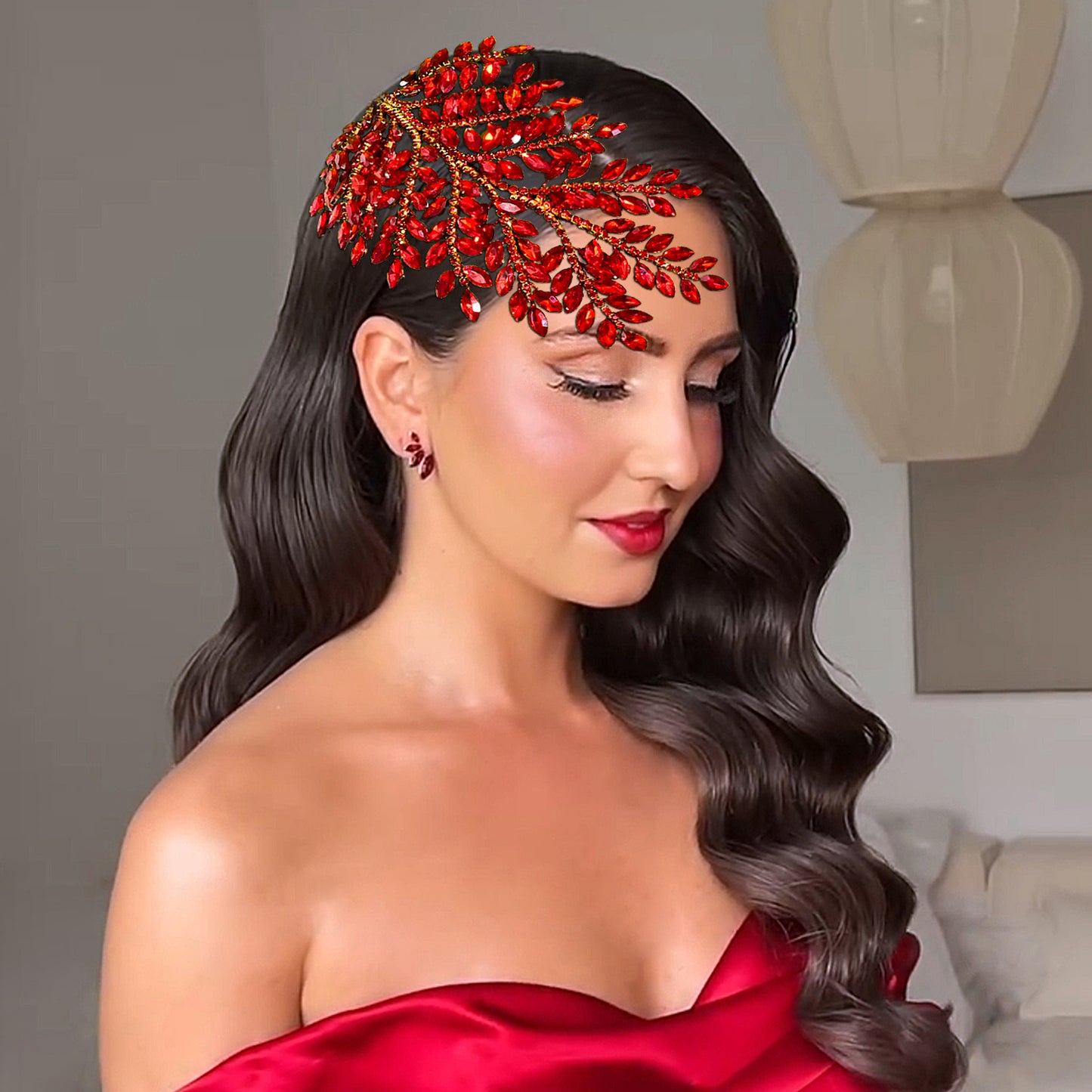 BRIDELLA BHP759 Trendy Bride Rhinestone Headband Blue Wedding Bling Headwear Luxury Hair Pieces Women Party Handmade Hair Accessories Black