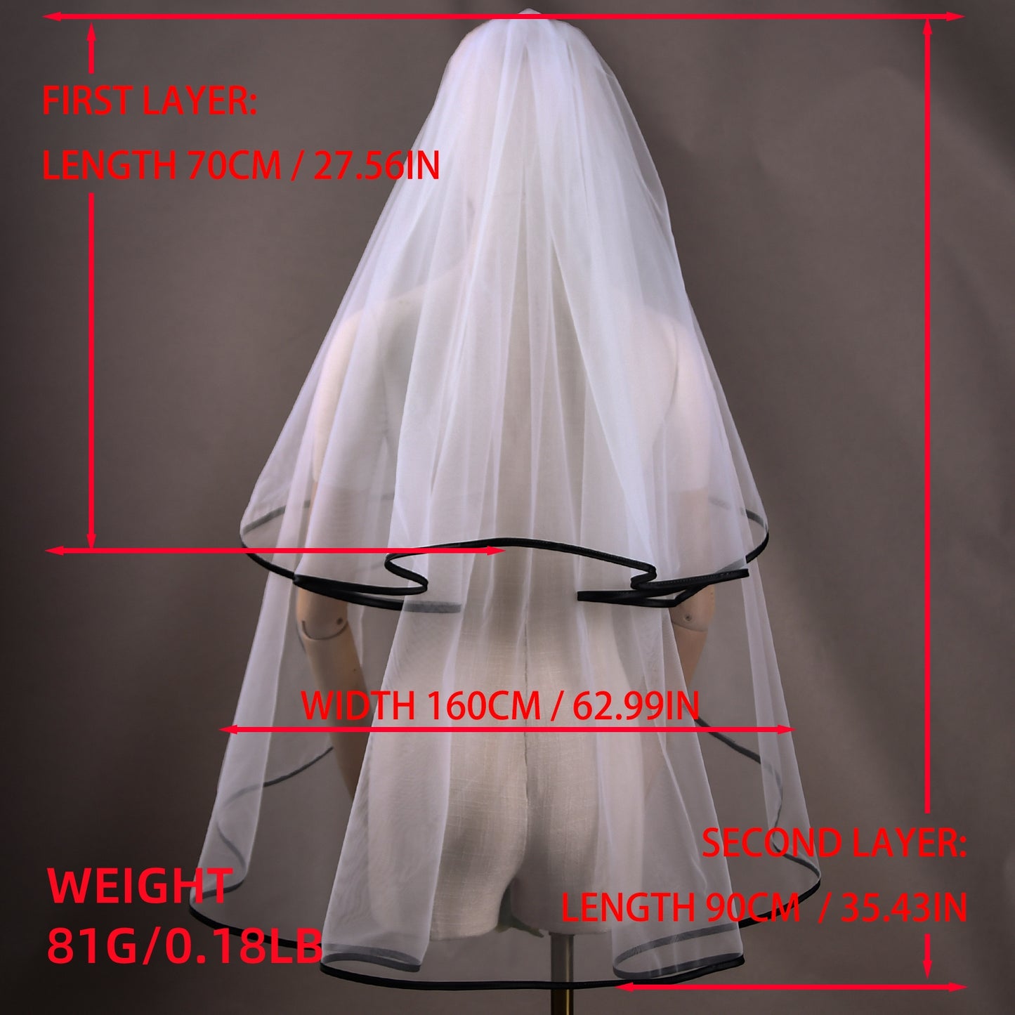 BRIDELLA BV214 A Minimalist Double Blush Veil, Fingertip Length, With A Comb Included, Perfect For A Bridal Party Or Wedding