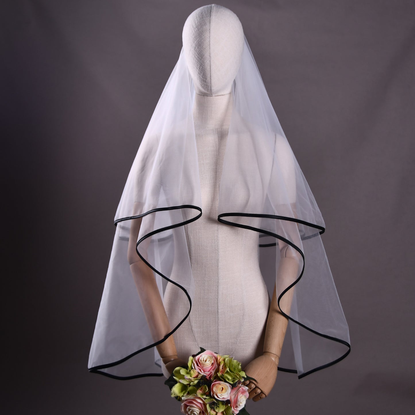 BRIDELLA BV214 A Minimalist Double Blush Veil, Fingertip Length, With A Comb Included, Perfect For A Bridal Party Or Wedding