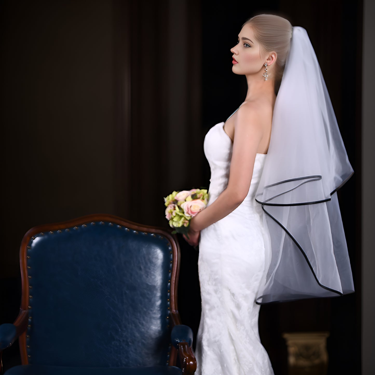 BRIDELLA BV214 A Minimalist Double Blush Veil, Fingertip Length, With A Comb Included, Perfect For A Bridal Party Or Wedding